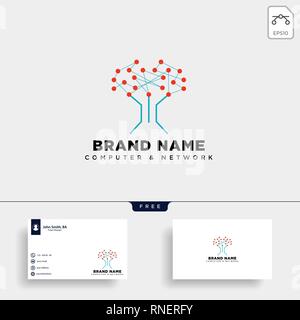tree or plant tech logo template vector illustration icon element isolated - vector Stock Vector