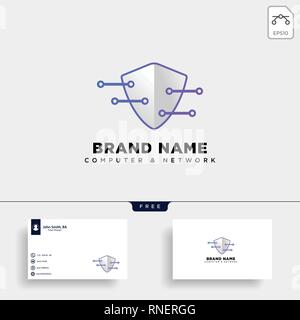 guard shield protection digital logo template vector illustration icon element isolated - vector Stock Vector