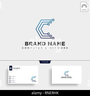letter C digital technology logo template vector illustration icon element isolated - vector Stock Vector