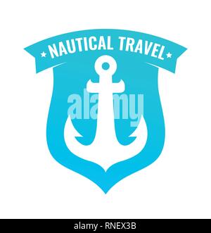 Badge shaped Shield with Anchor of Ship Stock Vector