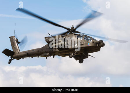 A Boeing AH-64 Apache attack helicopter from the 12th Combat Aviation Brigade of the US Army at the Belgian Helidays 2017. Stock Photo