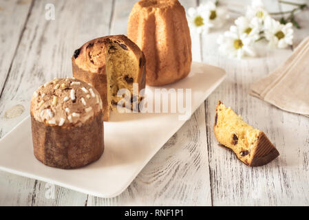 Italian Christmas cakes collection on the white dish Stock Photo