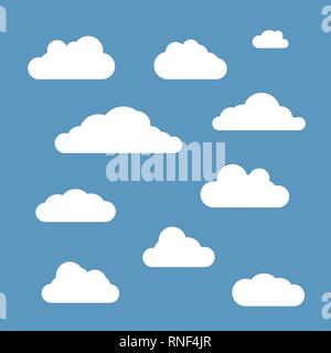 Vector clouds set isolated on blue sky background Stock Vector