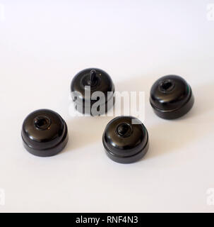Old black bakelite switches Stock Photo