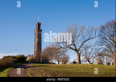 View of Nelson monument in Calton Hill. Edinburgh. Scotland Stock Photo