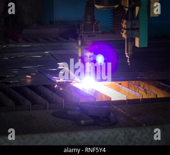Machine for modern automatic plasma laser cutting of metals, plasma cutting with laser and laser, engineering Stock Photo