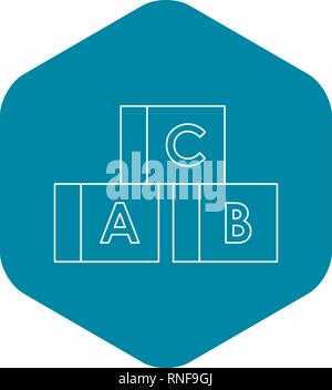 Cubes with letters A,B,C icon, outline style Stock Vector