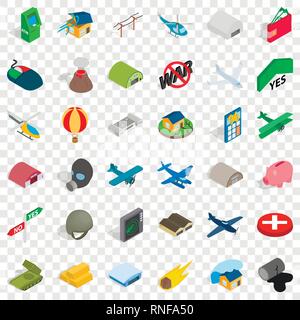 Great war icons set, isometric style Stock Vector