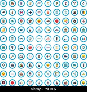 100 antiterrorism icons set, cartoon style  Stock Vector