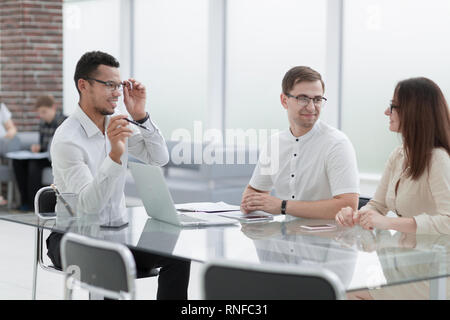 business team meeting at the Desk in the office Stock Photo