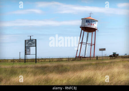 The leaning water tower.A Old Route 66 landmark in Groom Texas Stock Photo