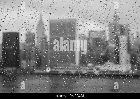 The Manhattan skyline on a rainy day in New York Stock Photo