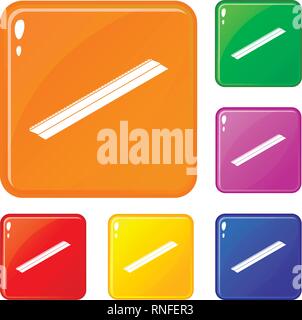 Metal bar icons set vector color Stock Vector