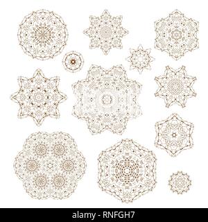 Vector set of circular patterns in oriental style. Isolated elements on a white background for design banners, covers and greeting cards. Stock Vector