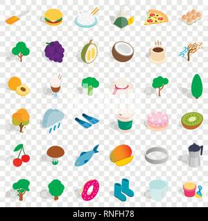 Vegetarian dish icons set, isometric style Stock Vector