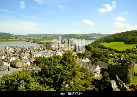 A view of Conwy Castle and Conwy town in North Wales Stock Photo