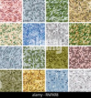 Set of colorful camouflage patterns. Vector illustration. Stock Vector