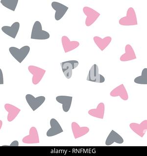 pattern of pink and gray hearts Stock Vector