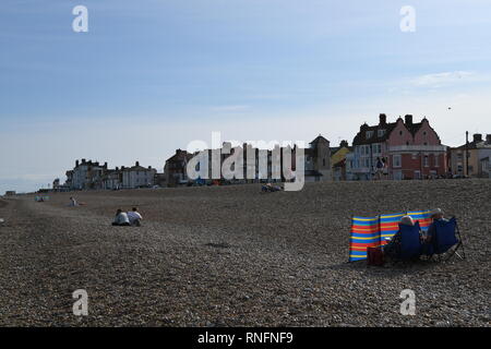On the stoney beach at Aldeburgh, Suffolk, England, UK Stock Photo