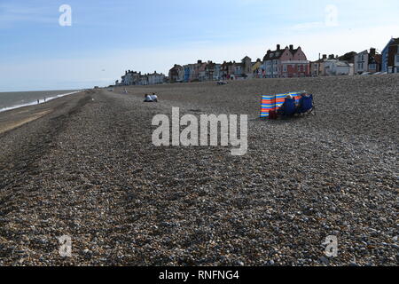 On the stoney beach at Aldeburgh, Suffolk, England, UK Stock Photo
