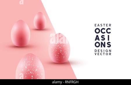 Pink pastel Easter eggs composition background layout template. Vector illustration. Stock Vector
