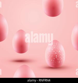 Pink floating chocolate Easter eggs background. Vector illustration. Stock Vector