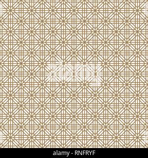 Traditional Japanese seamless geometric pattern .Silhouette with golden thick lines.Square grid. Stock Vector