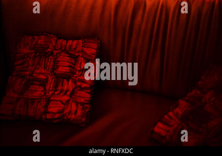 background velvet elegant and stylish. red velvet sofa. Stock Photo