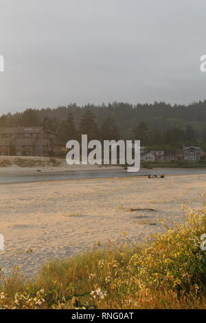 Hazy sunset in Seaside, Oregon. Stock Photo