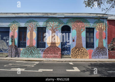 Street art in the bohemian quarter of Barrio Bellavista, Santiago, Chile Stock Photo