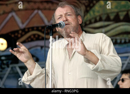 English rock and blues singer Joe Cocker is shown on stage