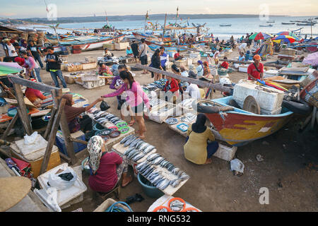 Bali Indonesia Apr 4, 2016 : Morning scene of daily activities at Jimbaran village pictured on Apr 4, 2016 in Bali Indonesia. Jimbaran village is amon Stock Photo