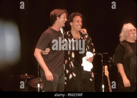 CPR band members Jeff Pevar and David Crosby are shown on stage during ...