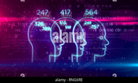 Social scoring, people rating and human behavior analysis. Profiling and measurement citizens by artificial intelligence technology. Futuristic abstra Stock Photo