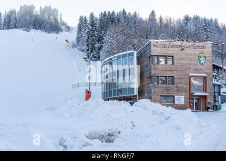 Haus des steirischen wintersports - Hauser Kaibling - Austria's top ski resorts,  Schladminger interlinked 4 mountains, Haus im Ennstal,  Ski amade Stock Photo