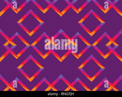 Rhombus seamless pattern with orange-purple blurred gradient. Abstract geometric background. Vector illustration Stock Vector