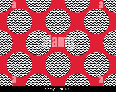 Zigzag seamless pattern with black and red color. Abstract geometric background. Vector illustration Stock Vector