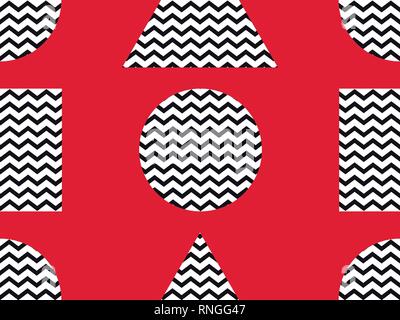 Zigzag seamless pattern with black and red color. Abstract geometric background. Vector illustration Stock Vector
