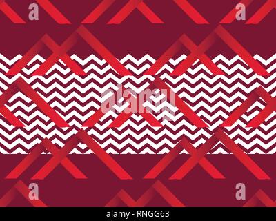 Zigzag seamless pattern with gradient red color. Abstract geometric background. Vector illustration Stock Vector