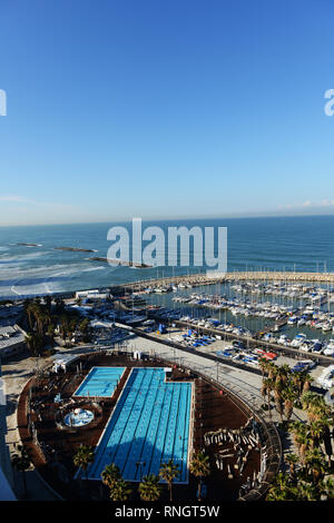 Aerial view of the Gordon pool in Tel-Aviv, Israel.