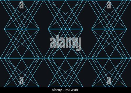 Seamless, abstract background pattern made with triangular and rhomboidal shapes in technology and future abstraction. Modern vector art in blue color Stock Vector