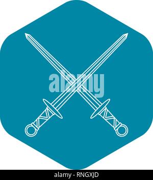 Medieval swords icon, outline style Stock Vector