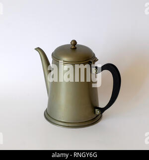 Vintage teapot. Made with Alpaca. Rustic style, green color Stock Photo