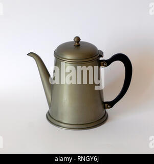 Vintage teapot. Made with Alpaca. Rustic style, green color Stock Photo