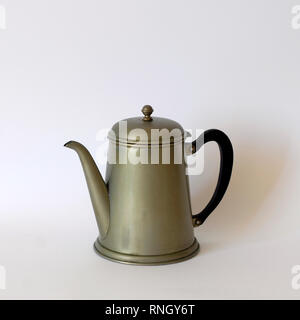 Vintage teapot. Made with Alpaca. Rustic style, green color Stock Photo