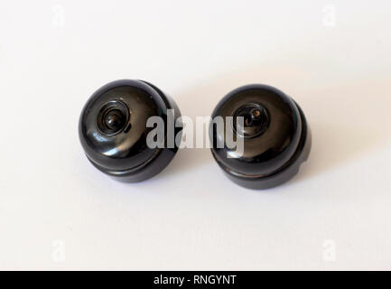 Two black bakelite vintage switches Stock Photo
