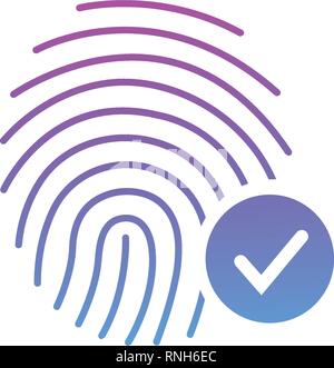 Fingerprint Success Icon, thumbprint with checkmark. vector illustration isolated on white Stock Vector