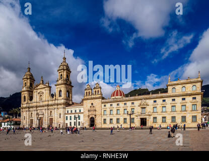 Cathedral of Colombia and Tabernacle Chapel, Bolivar Square, Bogota, Capital District, Colombia Stock Photo