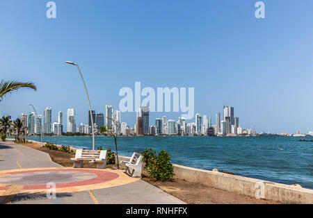 View of Bahia de Cartagena from Barrio Castillo Grande, Cartagena de Indias, Colombia. Stock Photo