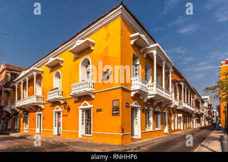 Old Town Spanish colonial architecture, Cartagena de Indias, Colombia. Stock Photo